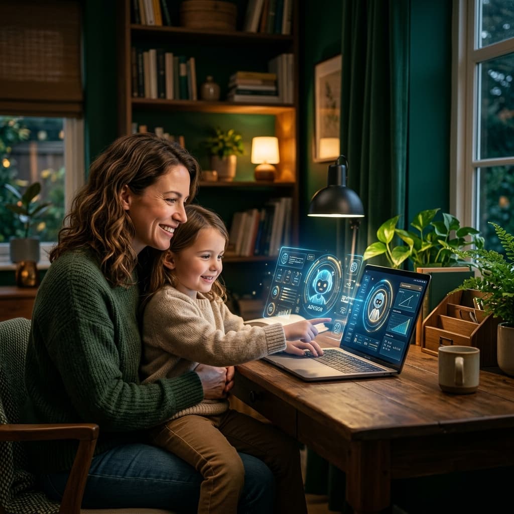 Parent and child using AI copilot